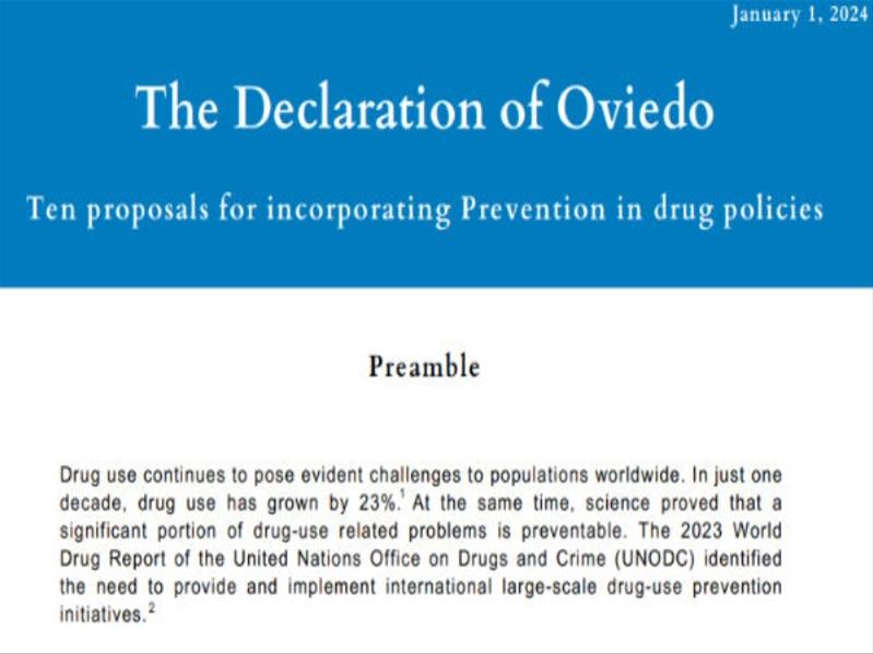 Projecte Vida signa la declaració d'Oviedo per a la prevenció de l'ús de drogues